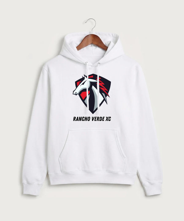 Rancho Verde XC - White Port & Co Core Fleece Pullover Hooded Sweatshirt. PC78H