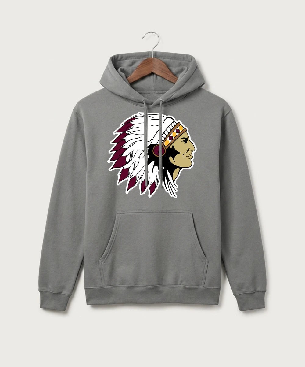 Stockton High School Football - Medium Grey Port & Co Core Fleece Pullover Hooded Sweatshirt. PC78H