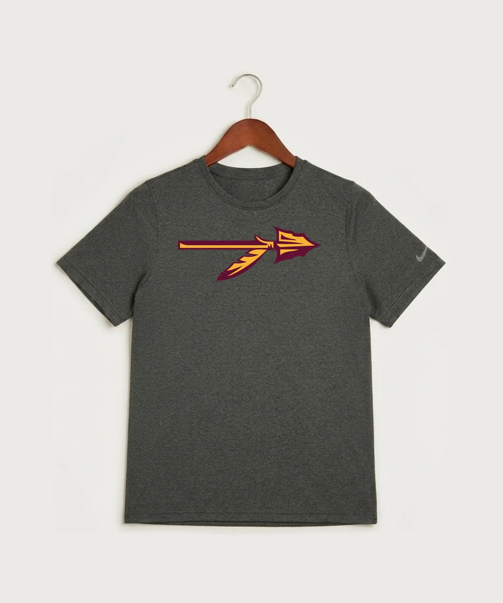 Stockton High School Football - Dark Smoke Heather Nike Youth Swoosh Sleeve rLegend Tee NKDX8787