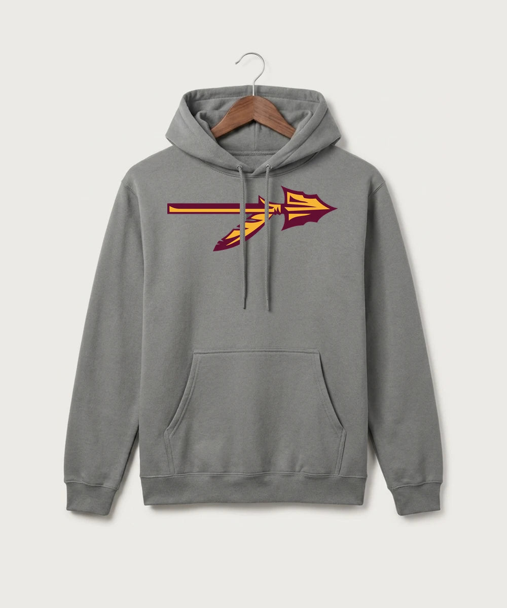 Stockton High School Football - Medium Grey Port & Co Core Fleece Pullover Hooded Sweatshirt. PC78H