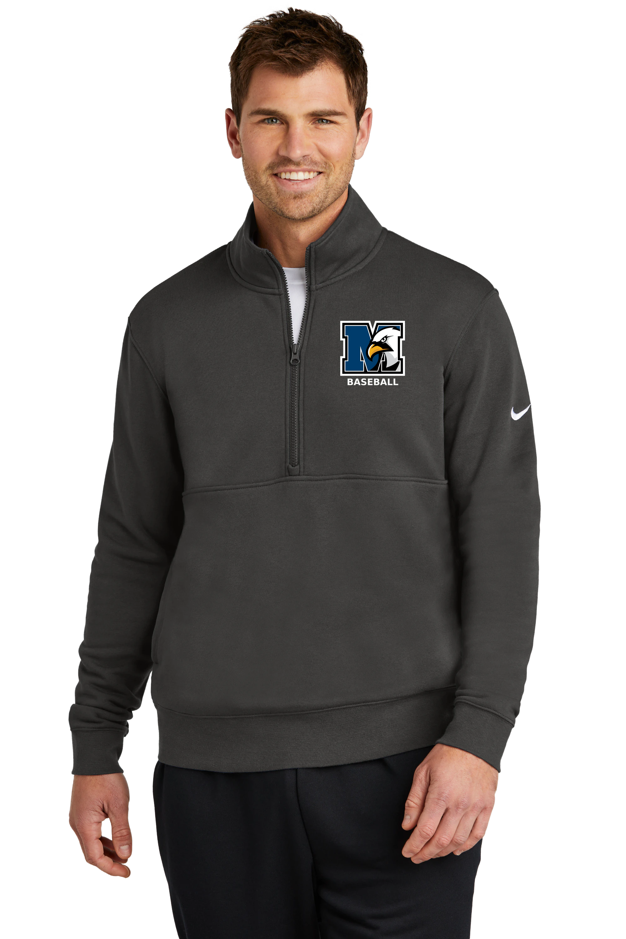 New York Mills Baseball - Anthracite 1/2 Zip - Left Chest
