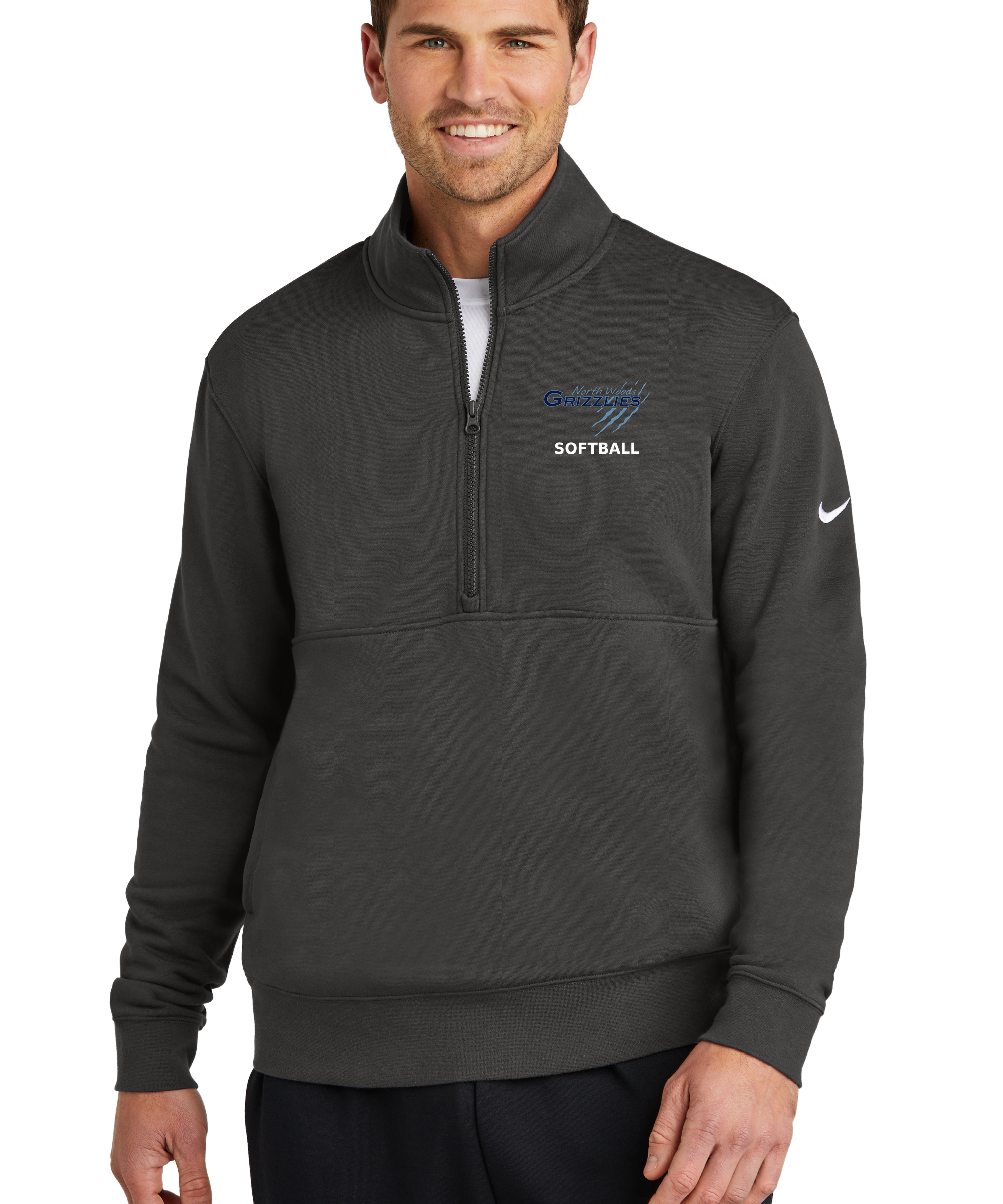North Woods Softball - Anthracite 1/2 Zip - Left Chest