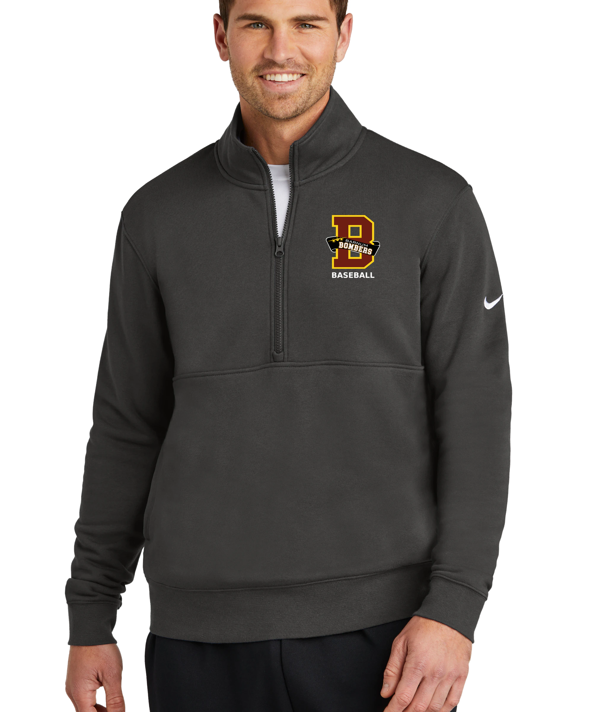 Barnum Baseball - Anthracite 1/2 Zip - Left Chest