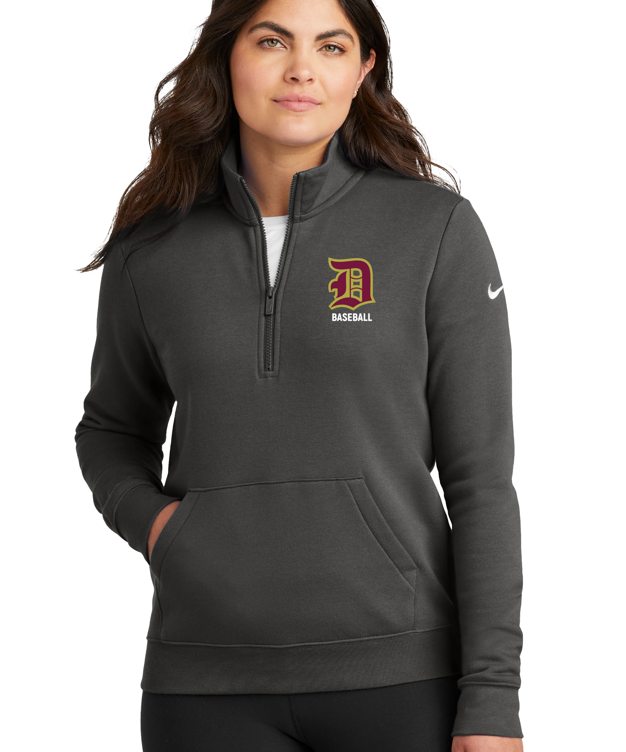 Denfeld Baseball - Anthracite 1/2 Zip - Left Chest