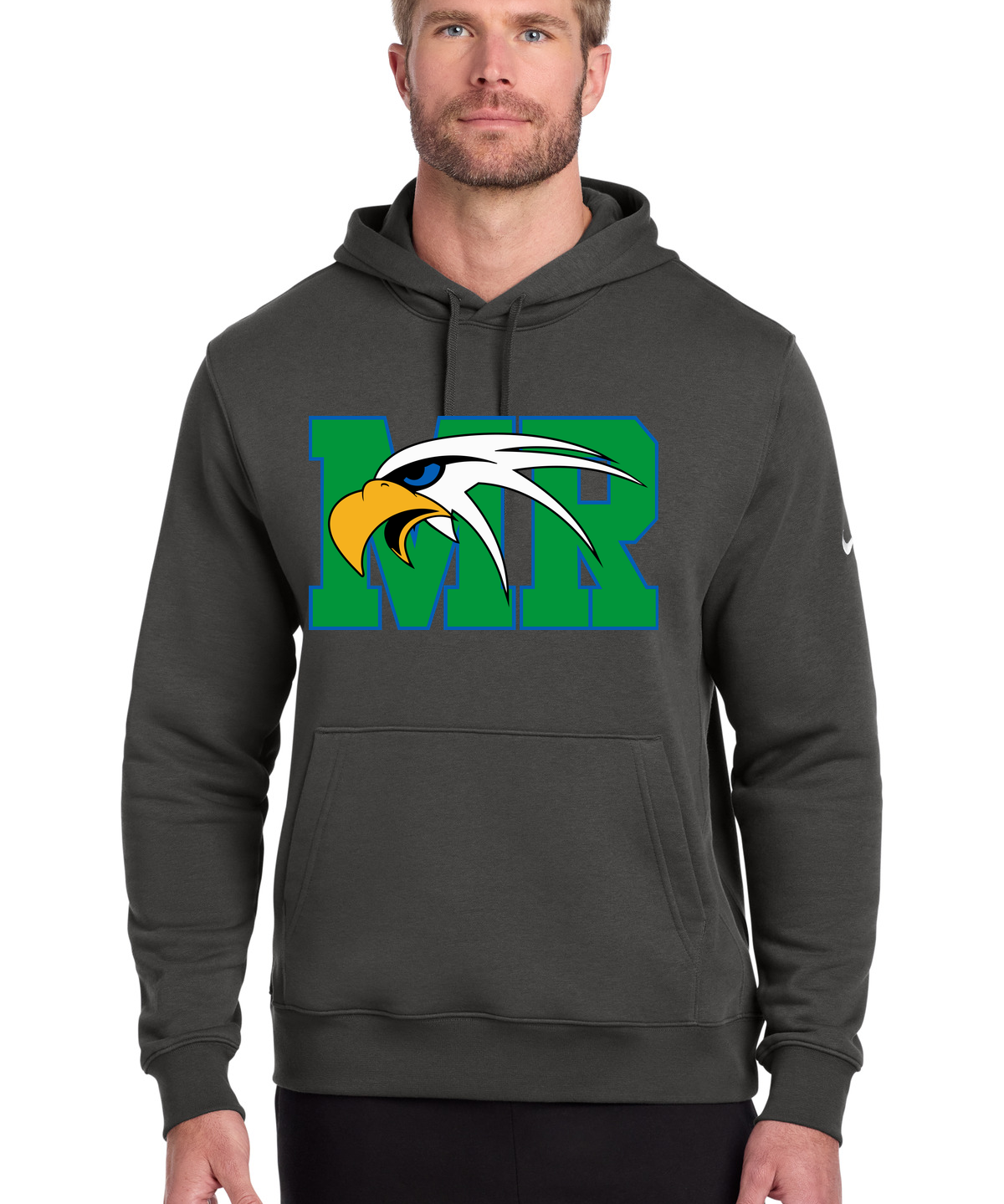 Maple River High School tennis - Anthracite Nike Club Fleece Sleeve Swoosh Pullover Hoodie NKDR1499
