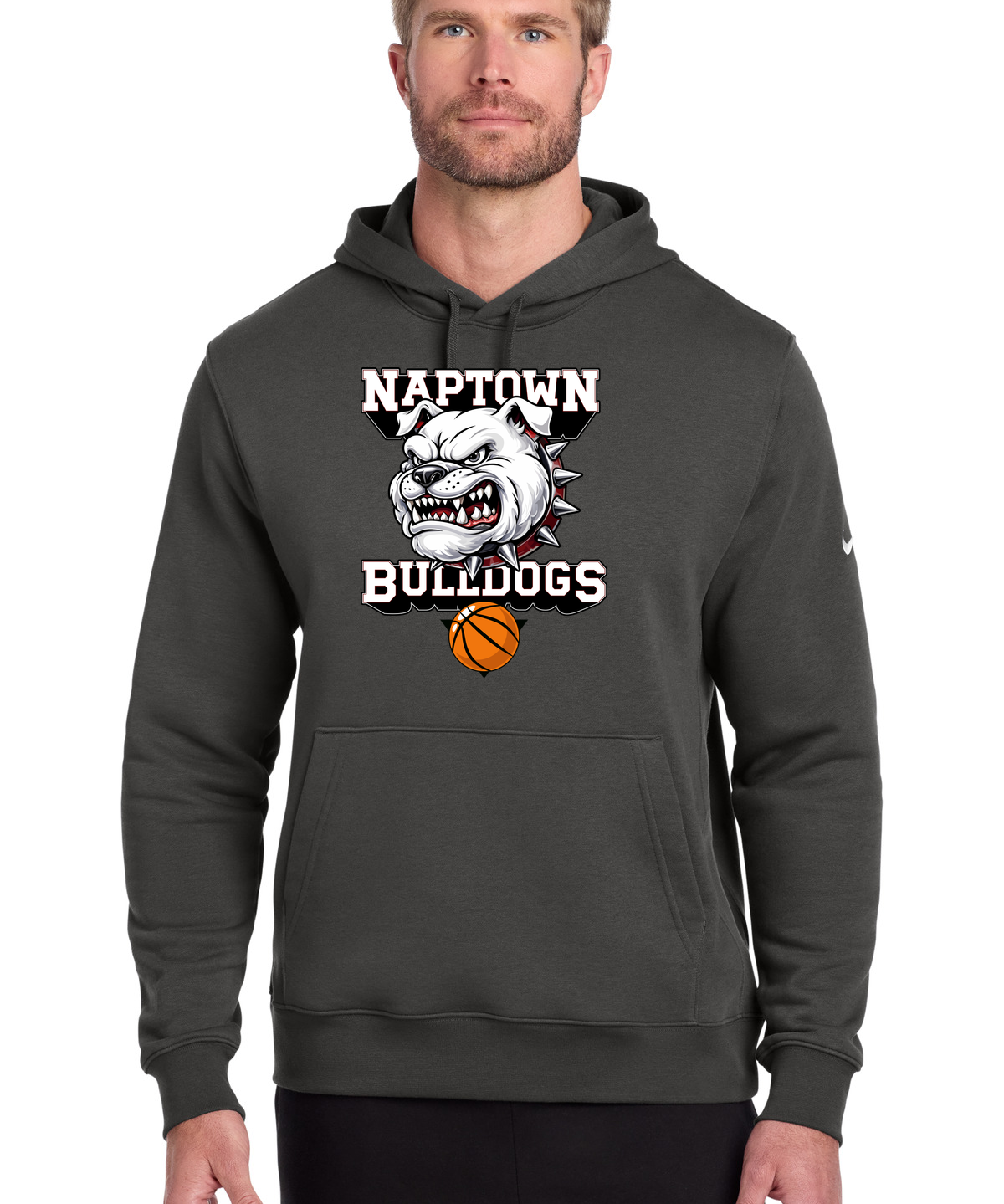 Naptown basketball_boys - Anthracite Nike Club Fleece Sleeve Swoosh Pullover Hoodie NKDR1499