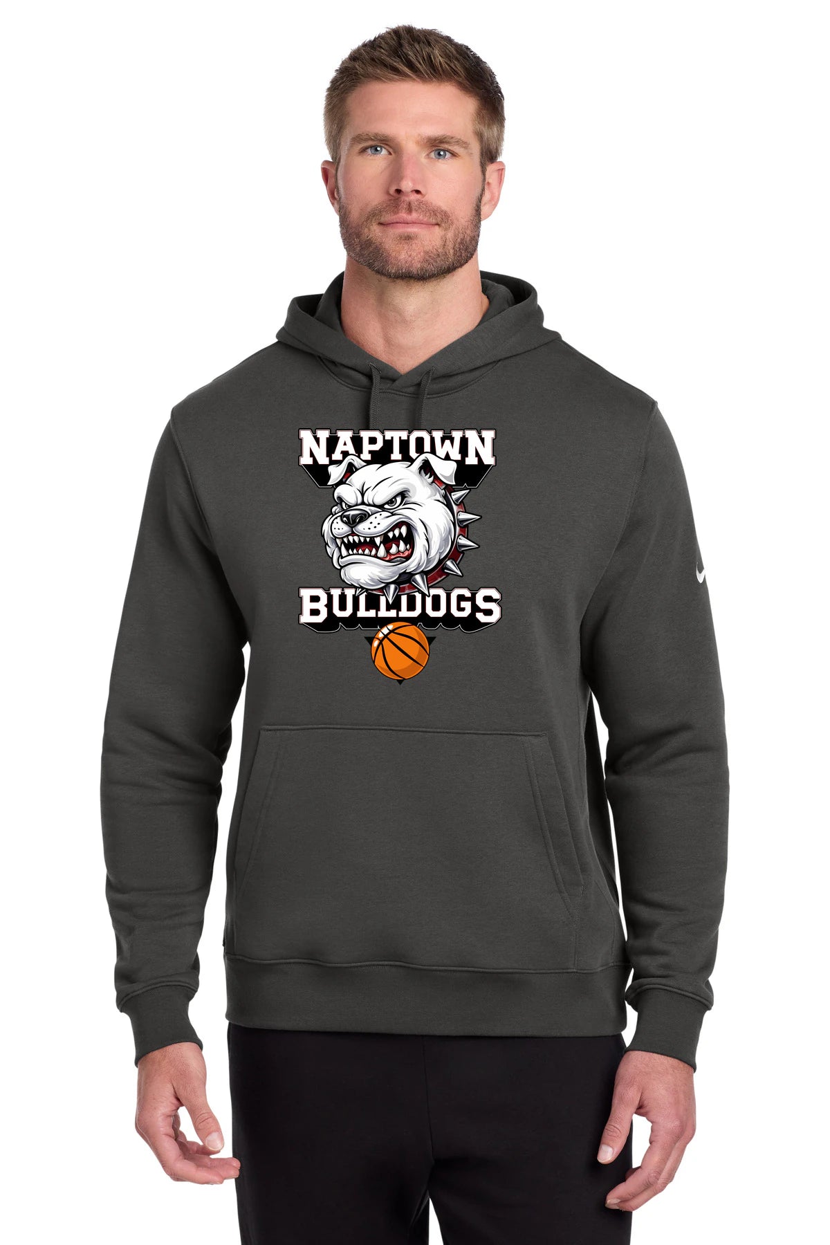 Naptown basketball_boys - Anthracite Nike Club Fleece Sleeve Swoosh Pullover Hoodie NKDR1499