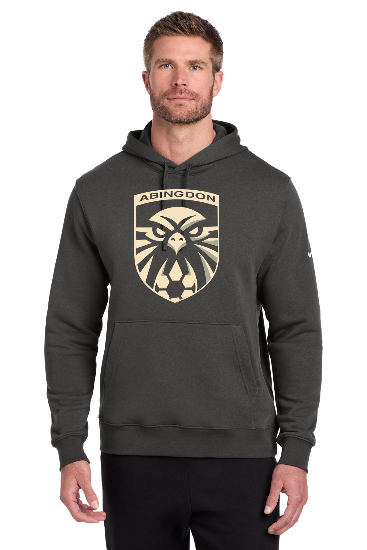 Abingdon High School soccer_boys - Anthracite Nike Club Fleece Sleeve Swoosh Pullover Hoodie NKDR1499