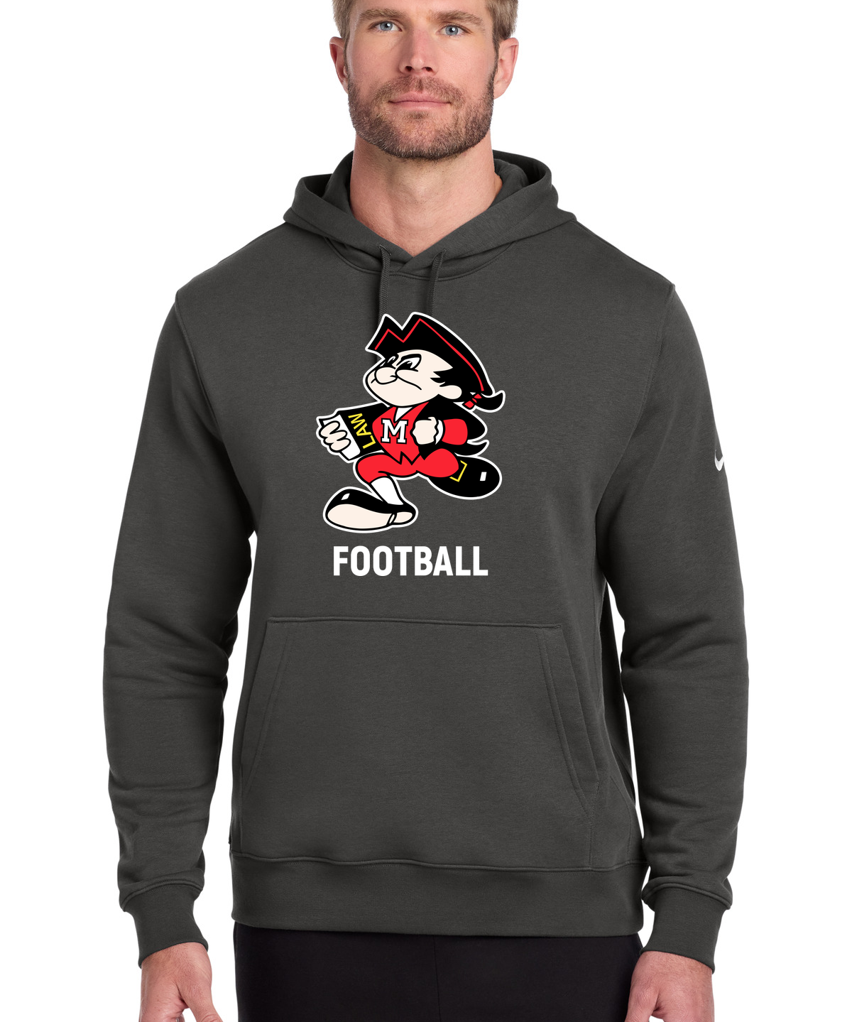 John Marshall High School football_boys - Anthracite Nike Club Fleece Sleeve Swoosh Pullover Hoodie NKDR1499