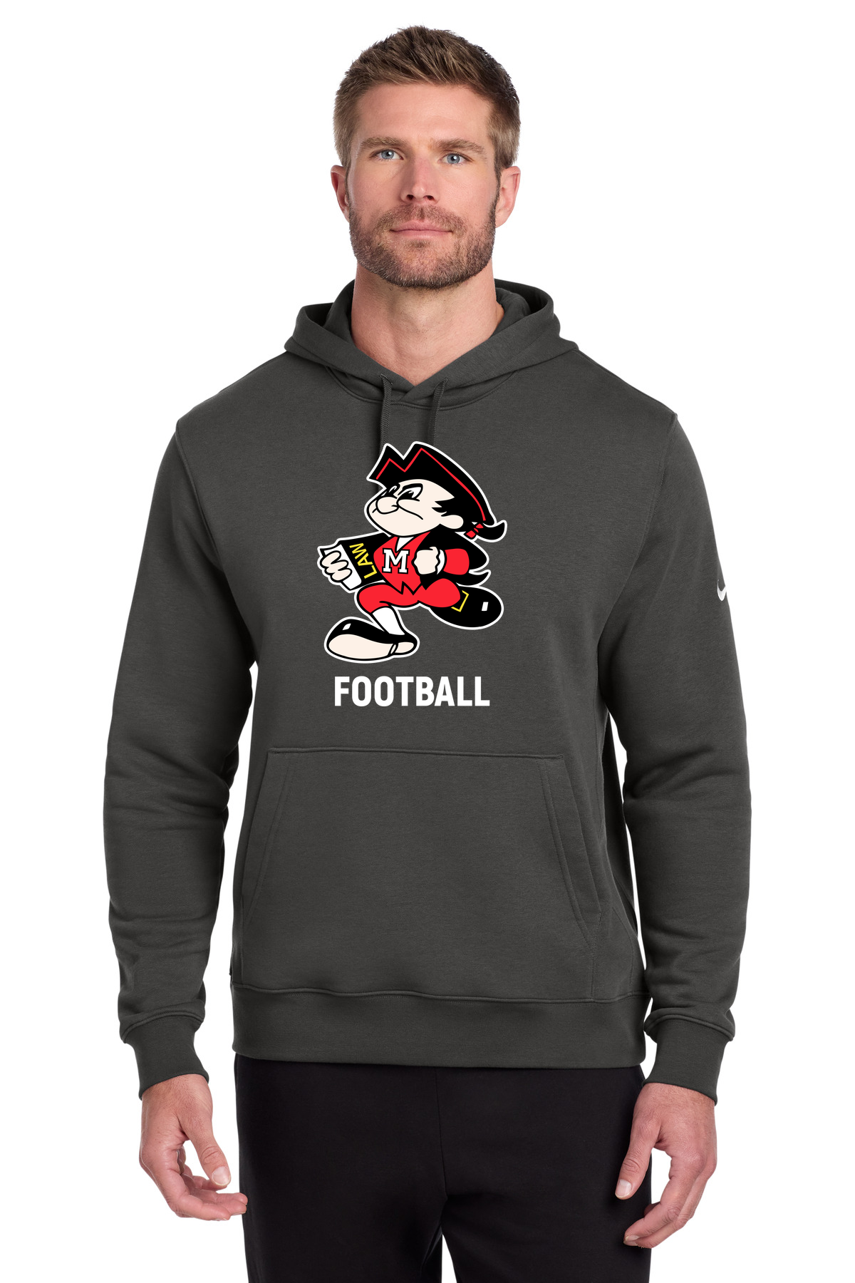 John Marshall High School football_boys - Anthracite Nike Club Fleece Sleeve Swoosh Pullover Hoodie NKDR1499