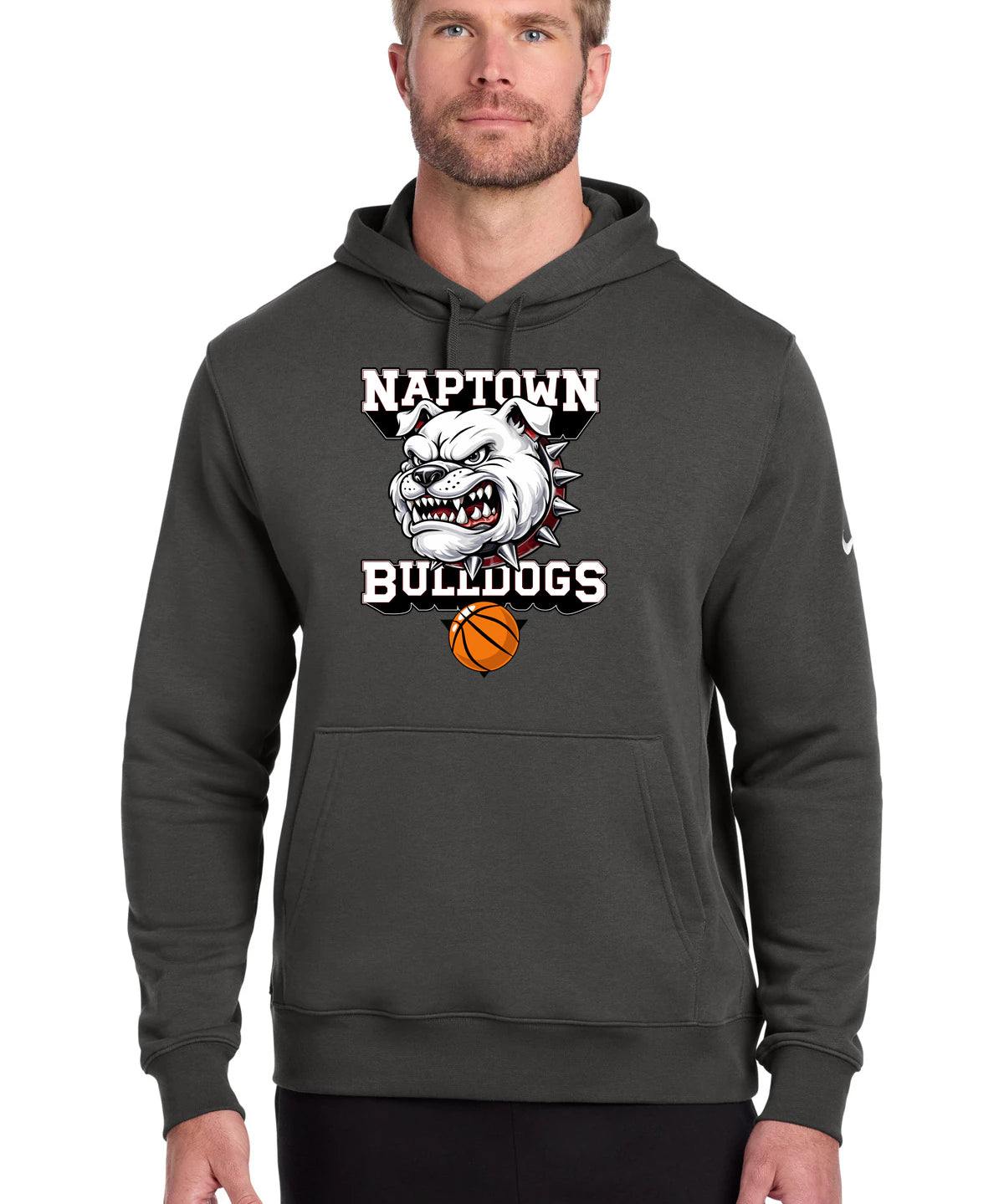Naptown basketball_boys - Anthracite Nike Club Fleece Sleeve Swoosh Pullover Hoodie NKDR1499