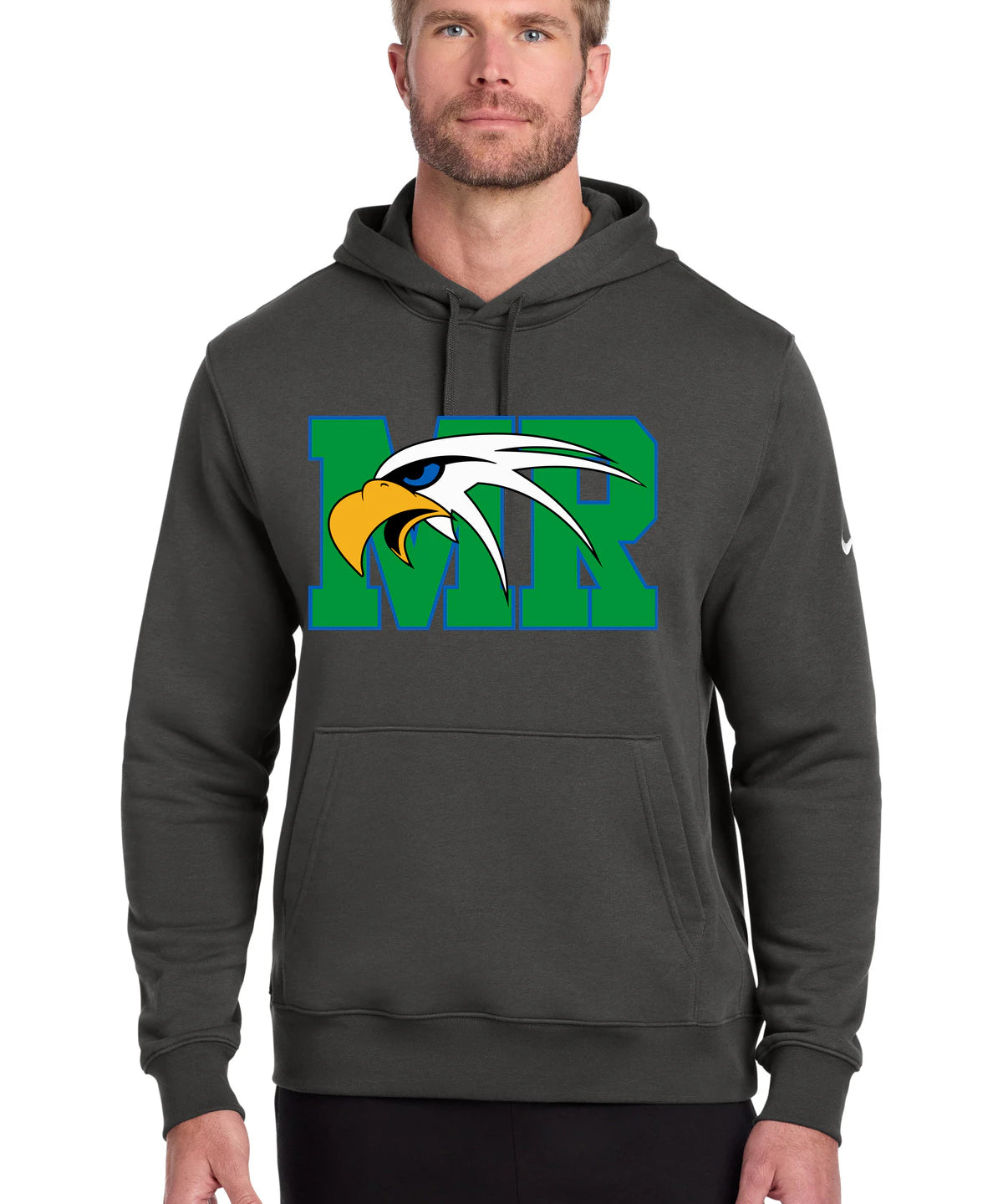 Maple River High School hockey_boys - Anthracite Nike Club Fleece Sleeve Swoosh Pullover Hoodie NKDR1499