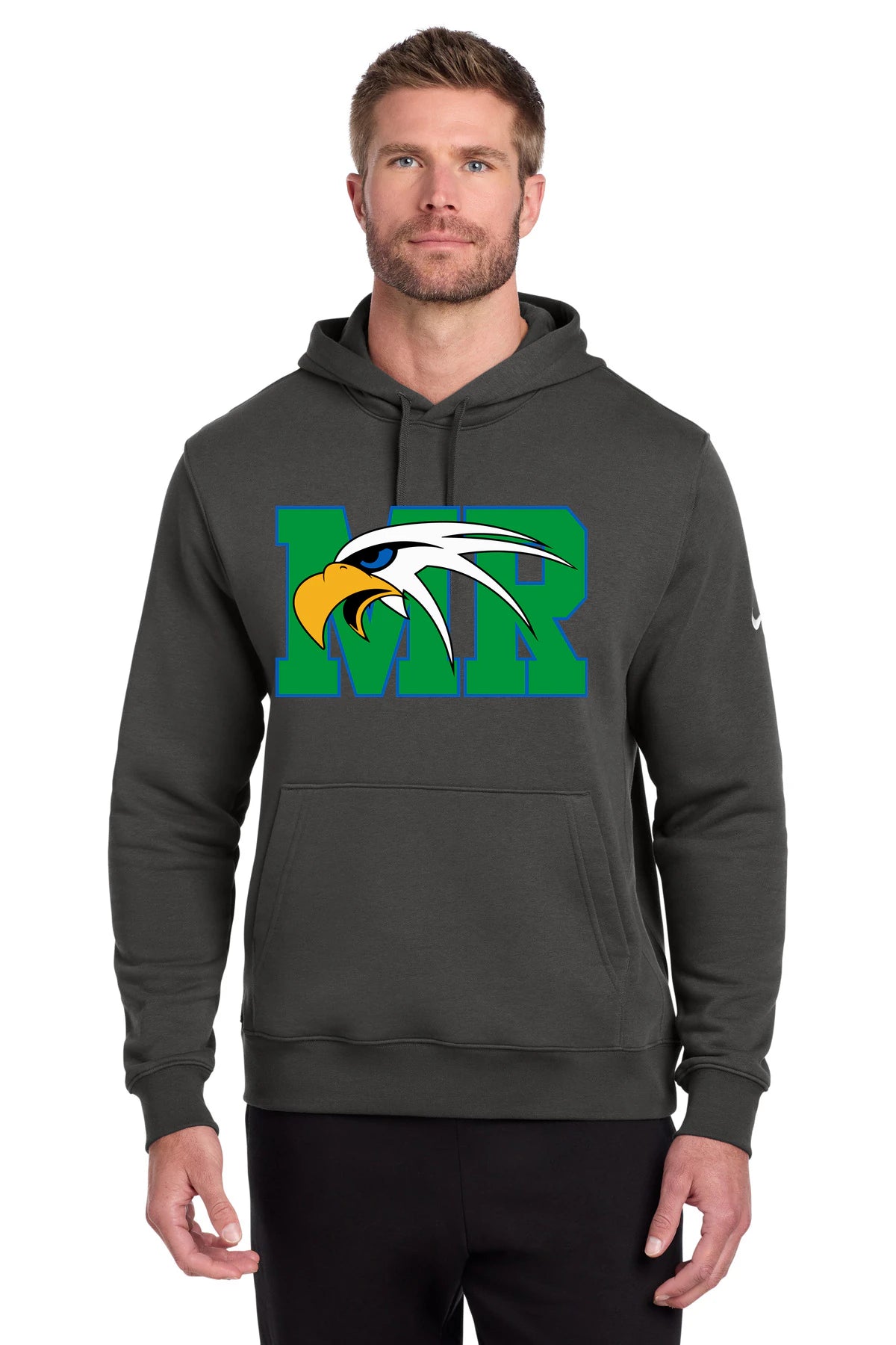 Maple River High School hockey_boys - Anthracite Nike Club Fleece Sleeve Swoosh Pullover Hoodie NKDR1499