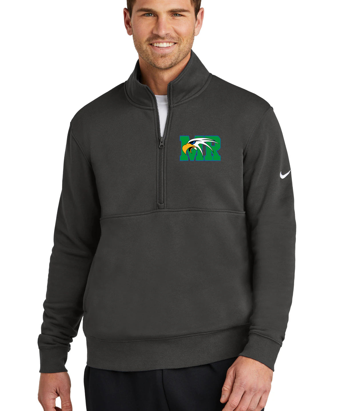 Maple River High School hockey_boys - Anthracite Nike Club Fleece Sleeve Swoosh 1/2-Zip NKDX6718