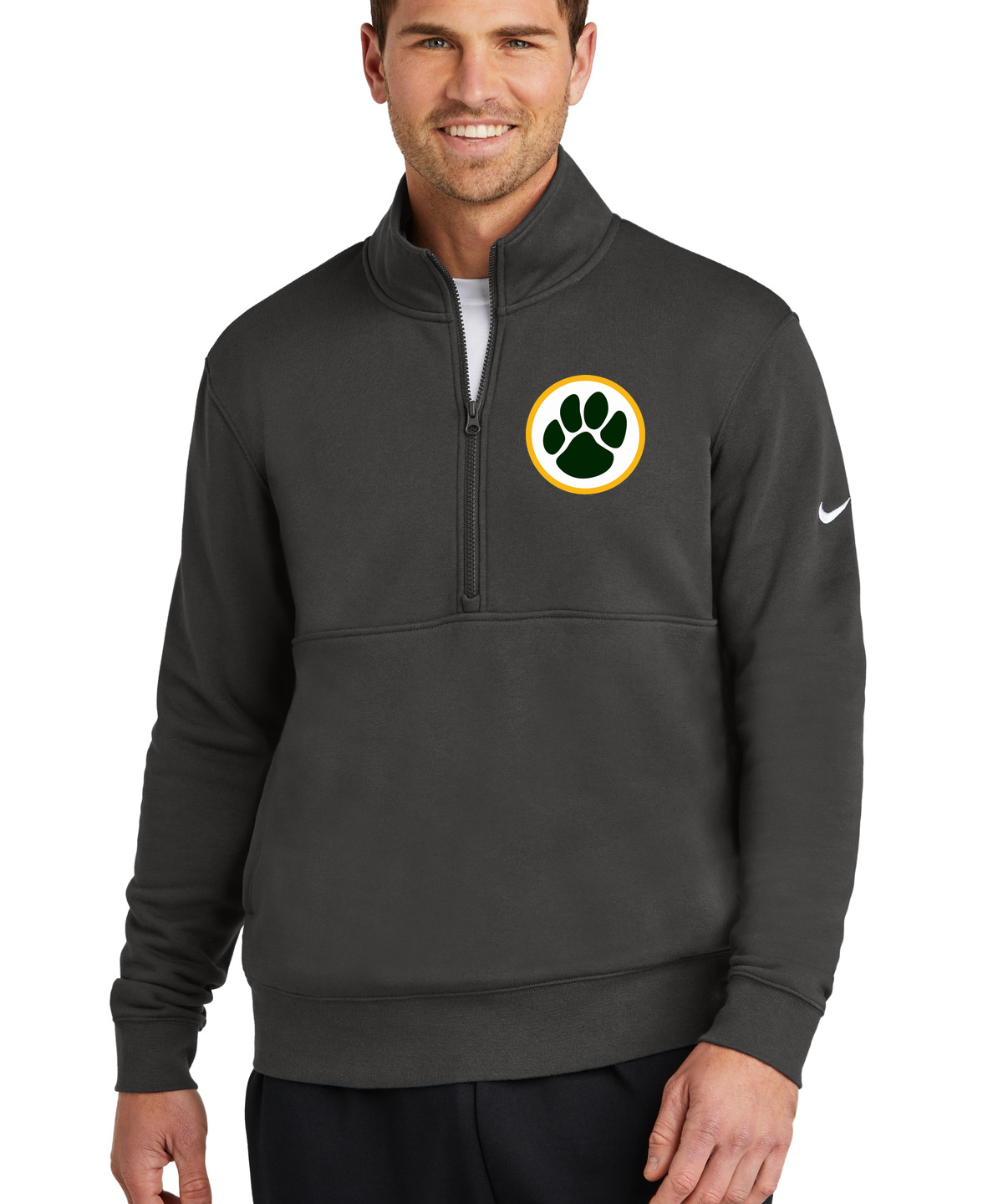 Ashwaubenon High School Basketball (Boys) - Anthracite Nike Club Fleece Sleeve Swoosh 1/2-Zip NKDX6718