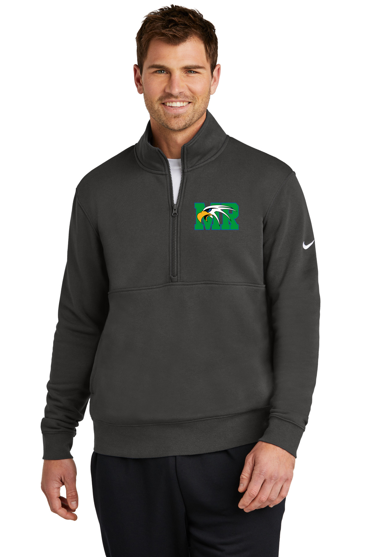 Maple River High School volleyball_girls - Anthracite Nike Club Fleece Sleeve Swoosh 1/2-Zip NKDX6718