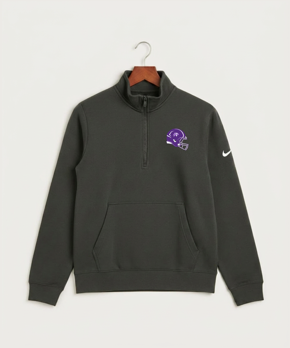 Polk County West Football (Boys) - Anthracite Nike Club Fleece Sleeve Swoosh 1/2-Zip NKDX6718