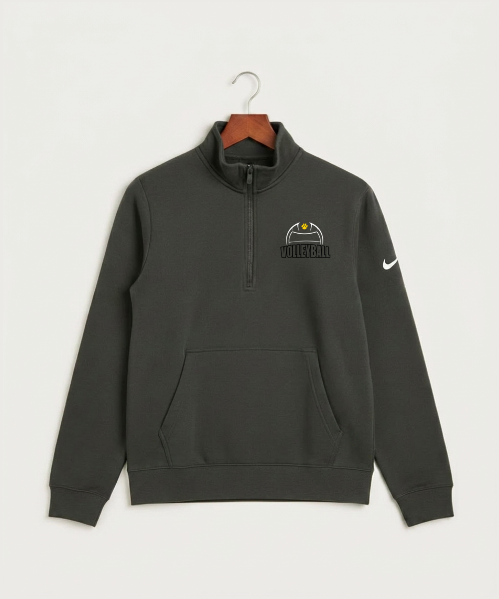 Plainview Elgin Millville H S Volleyball (Girls) - Anthracite Nike Club Fleece Sleeve Swoosh 1/2-Zip NKDX6718