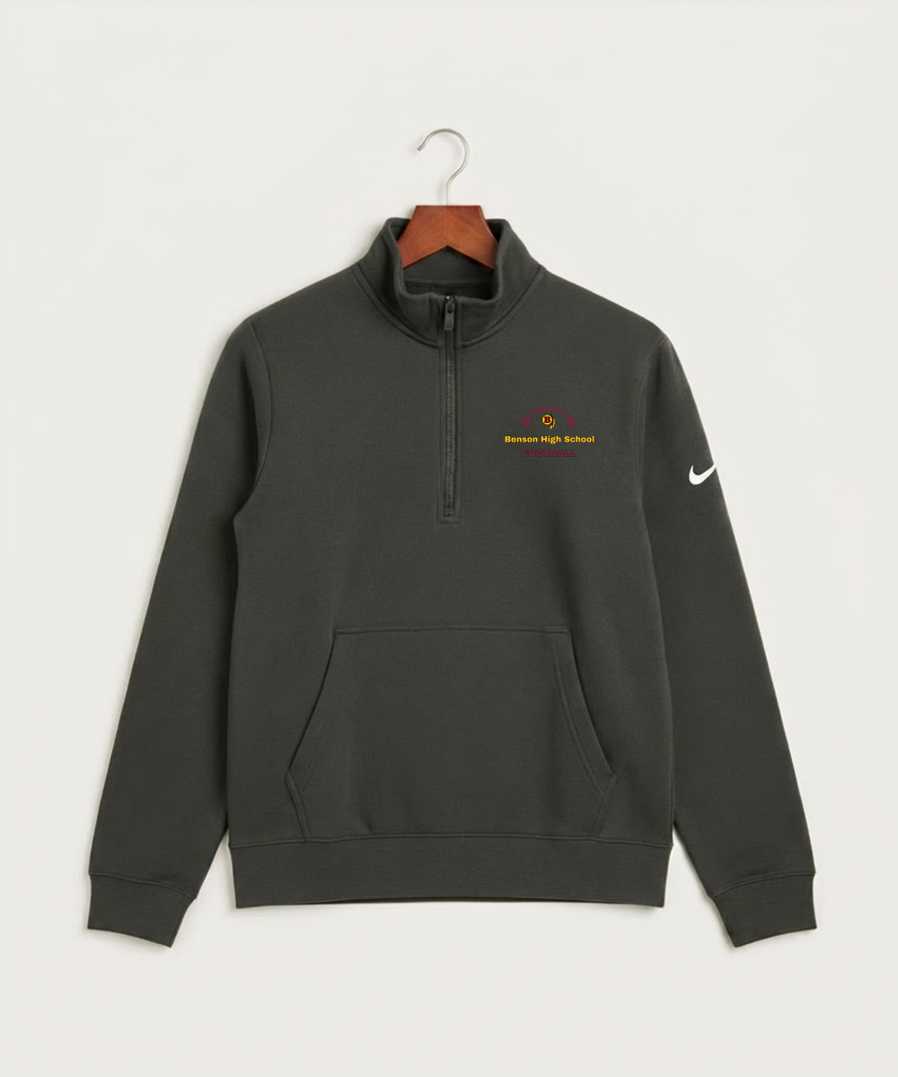 Benson High School Football (Boys) - Anthracite Nike Club Fleece Sleeve Swoosh 1/2-Zip NKDX6718