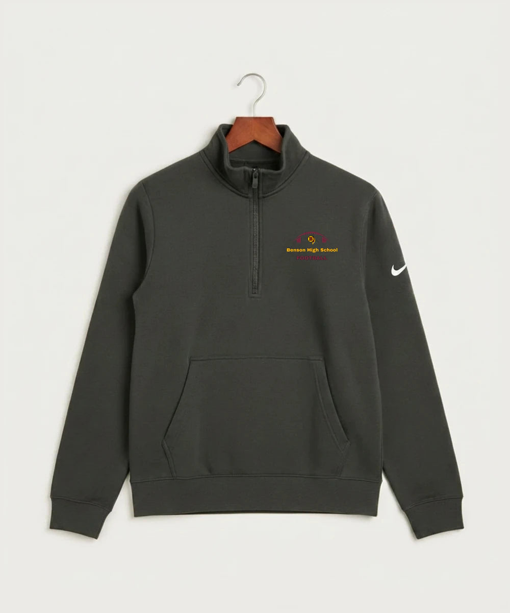 Benson High School Football (Boys) - Anthracite Nike Club Fleece Sleeve Swoosh 1/2-Zip NKDX6718