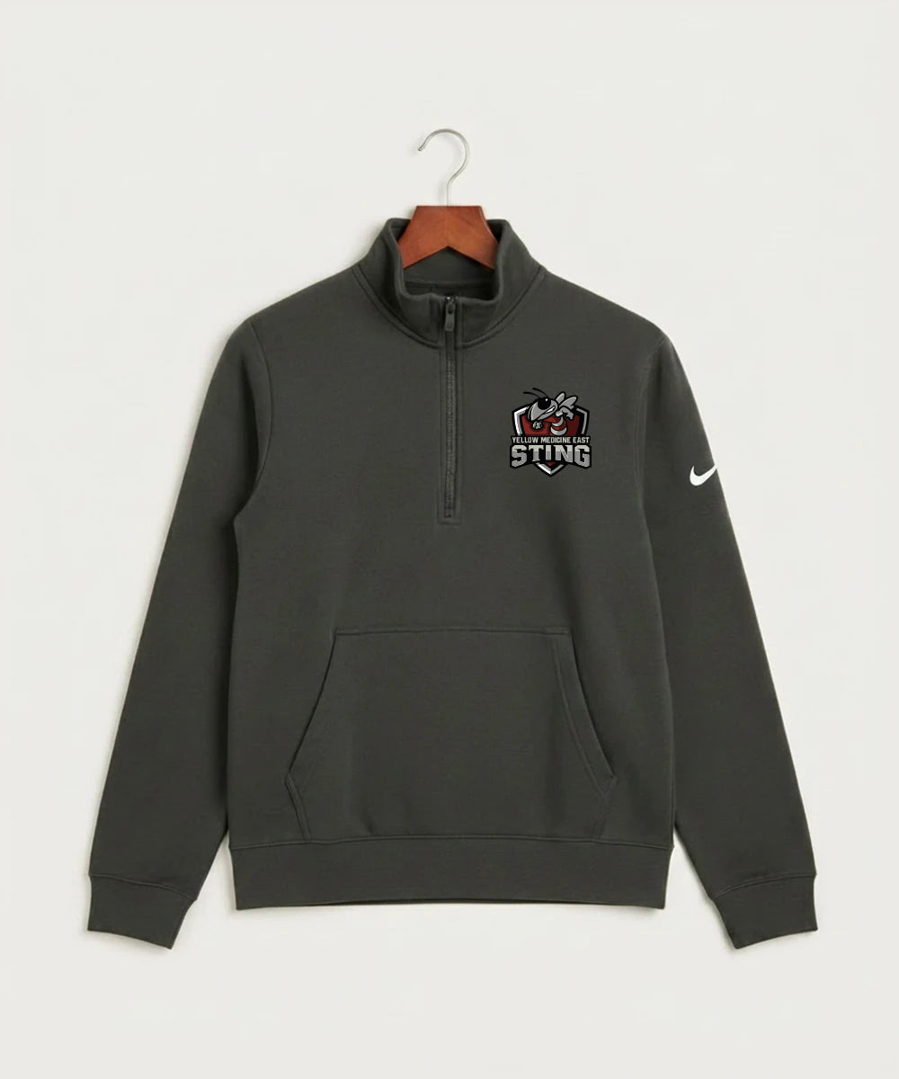 Yellow Medicine East High School Football (Boys) - Anthracite Nike Club Fleece Sleeve Swoosh 1/2-Zip NKDX6718