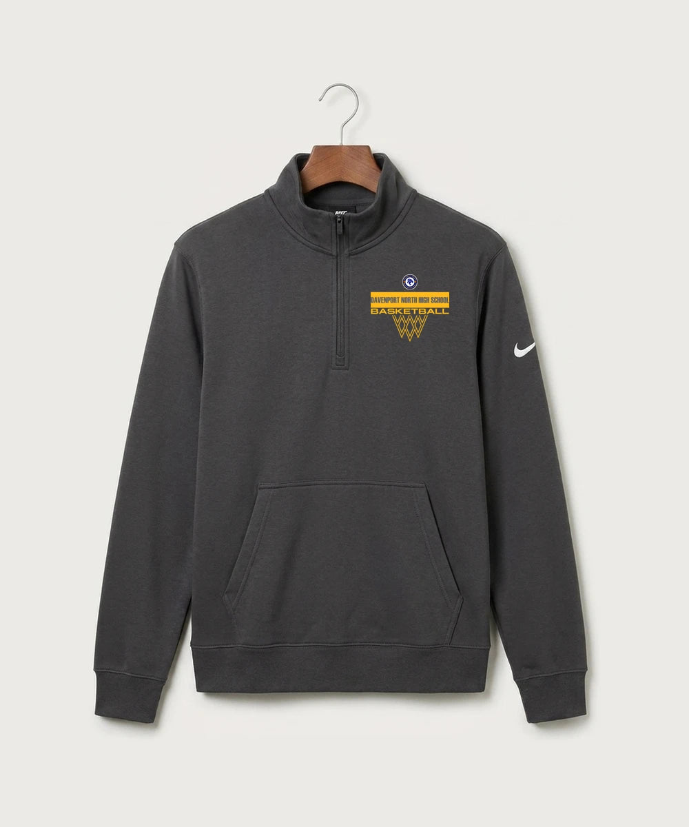 Davenport North High School Basketball Team Store - Anthracite Nike Club Fleece Sleeve Swoosh 1/2-Zip NKDX6718