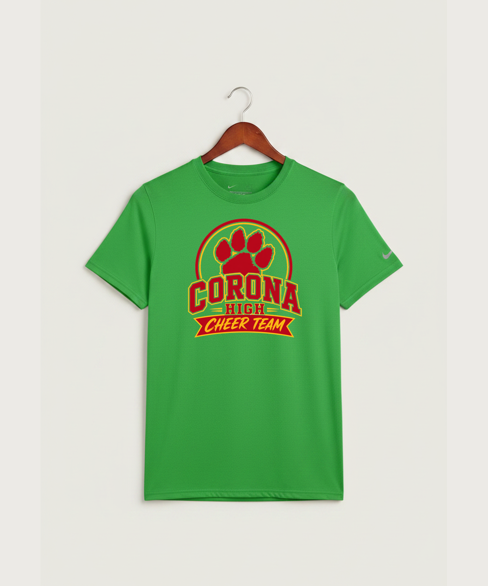 Corona Senior High School Cheer - Apple Green Nike Swoosh Sleeve rLegend Tee NKDX8730