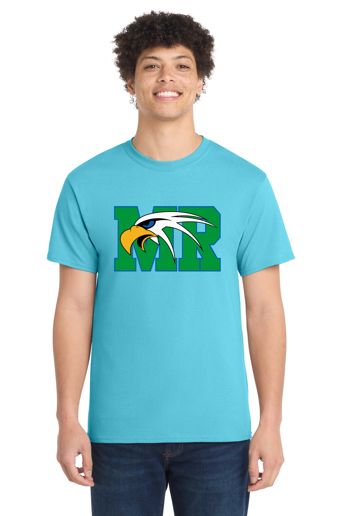 Maple River High School tennis - Aquatic Blue Port & Co Core Cotton Tee. PC54