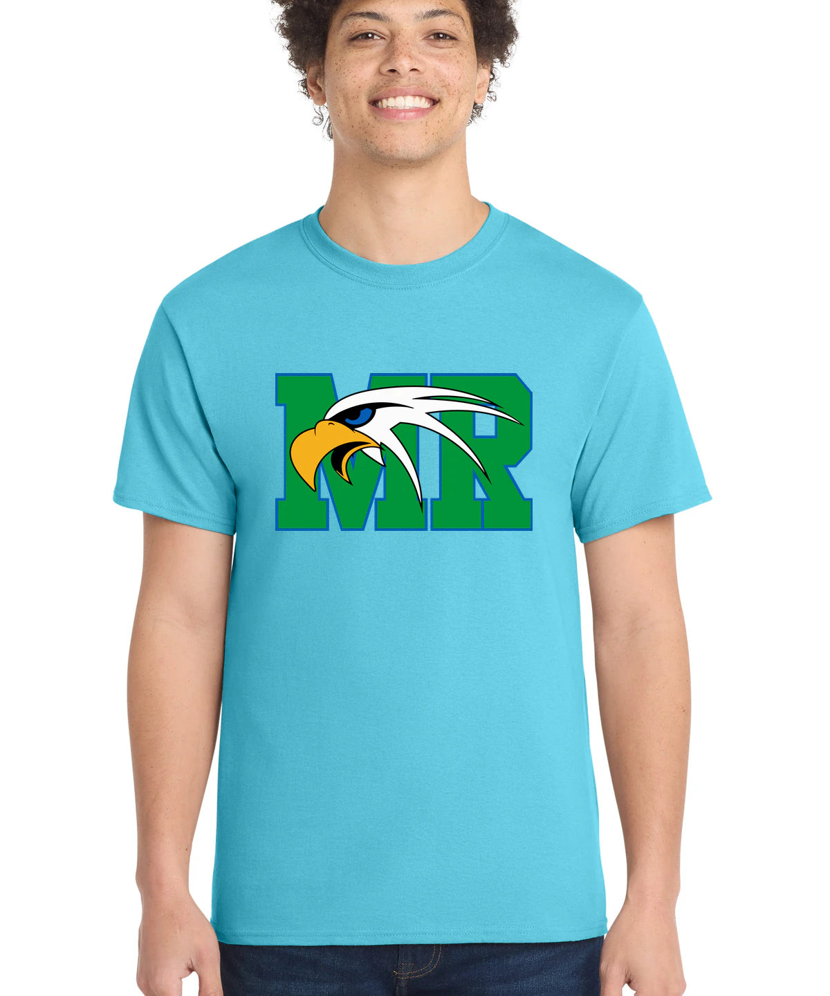 Maple River High School hockey_boys - Aquatic Blue Port & Co Core Cotton Tee. PC54