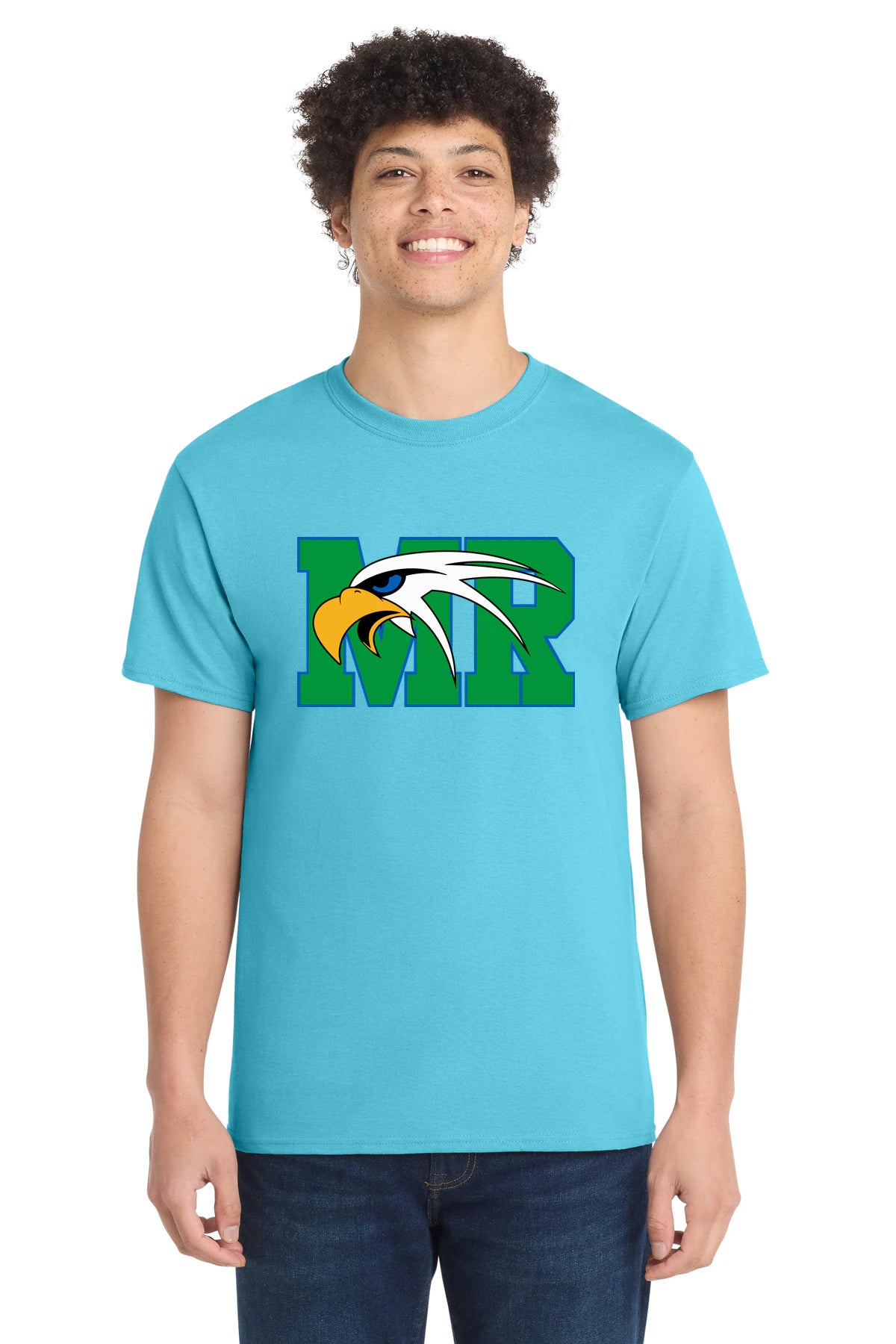 Maple River High School hockey_boys - Aquatic Blue Port & Co Core Cotton Tee. PC54