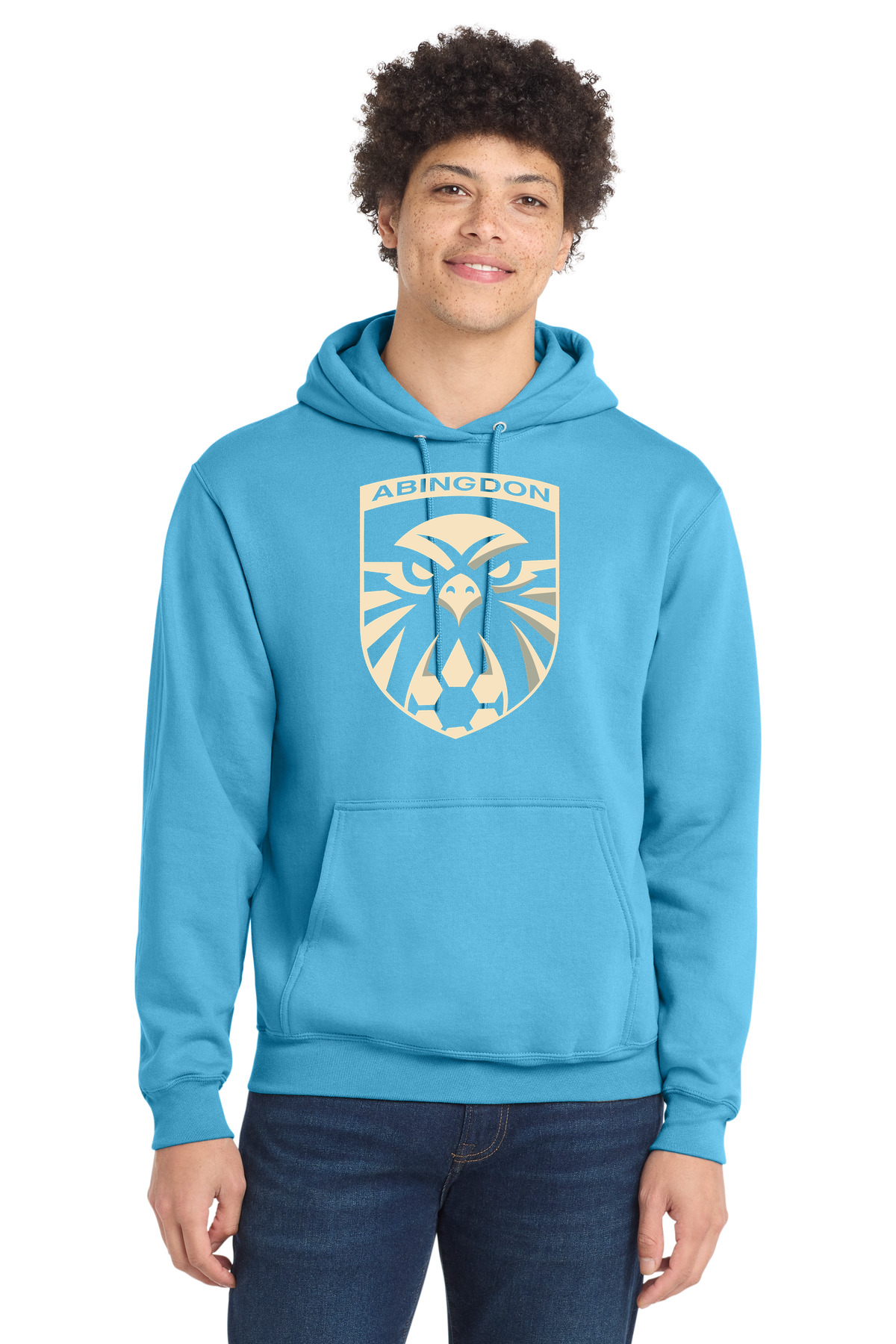 Abingdon High School soccer_boys - Aquatic Blue Port & Co Core Fleece Pullover Hooded Sweatshirt. PC78H