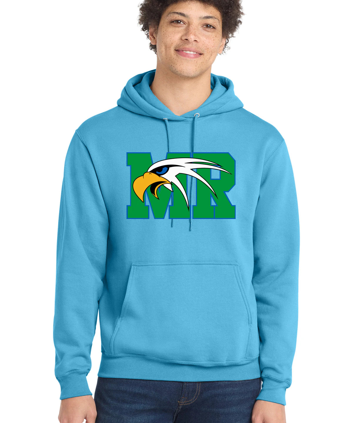 Maple River High School hockey_boys - Aquatic Blue Port & Co Core Fleece Pullover Hooded Sweatshirt. PC78H