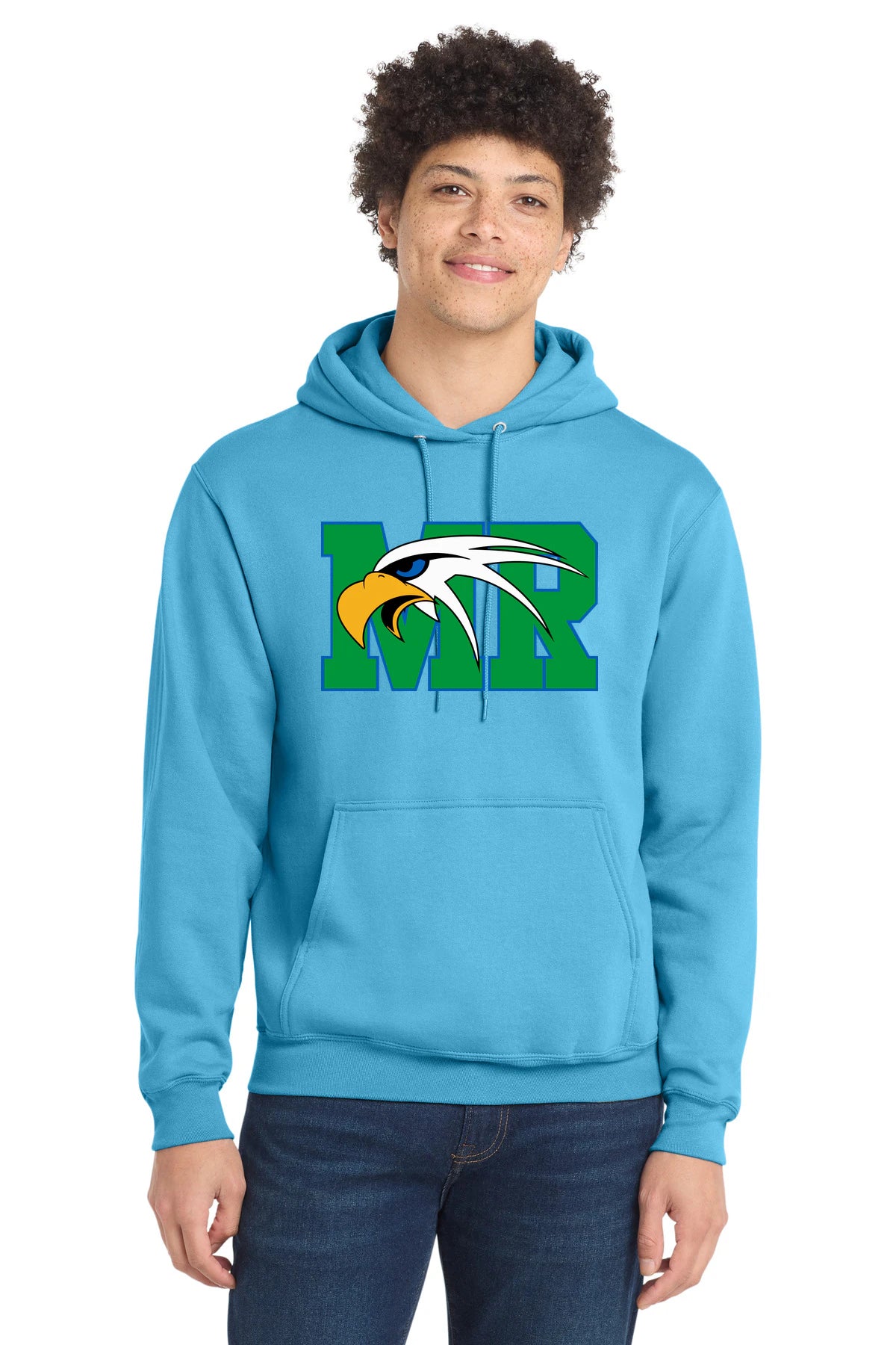 Maple River High School hockey_boys - Aquatic Blue Port & Co Core Fleece Pullover Hooded Sweatshirt. PC78H