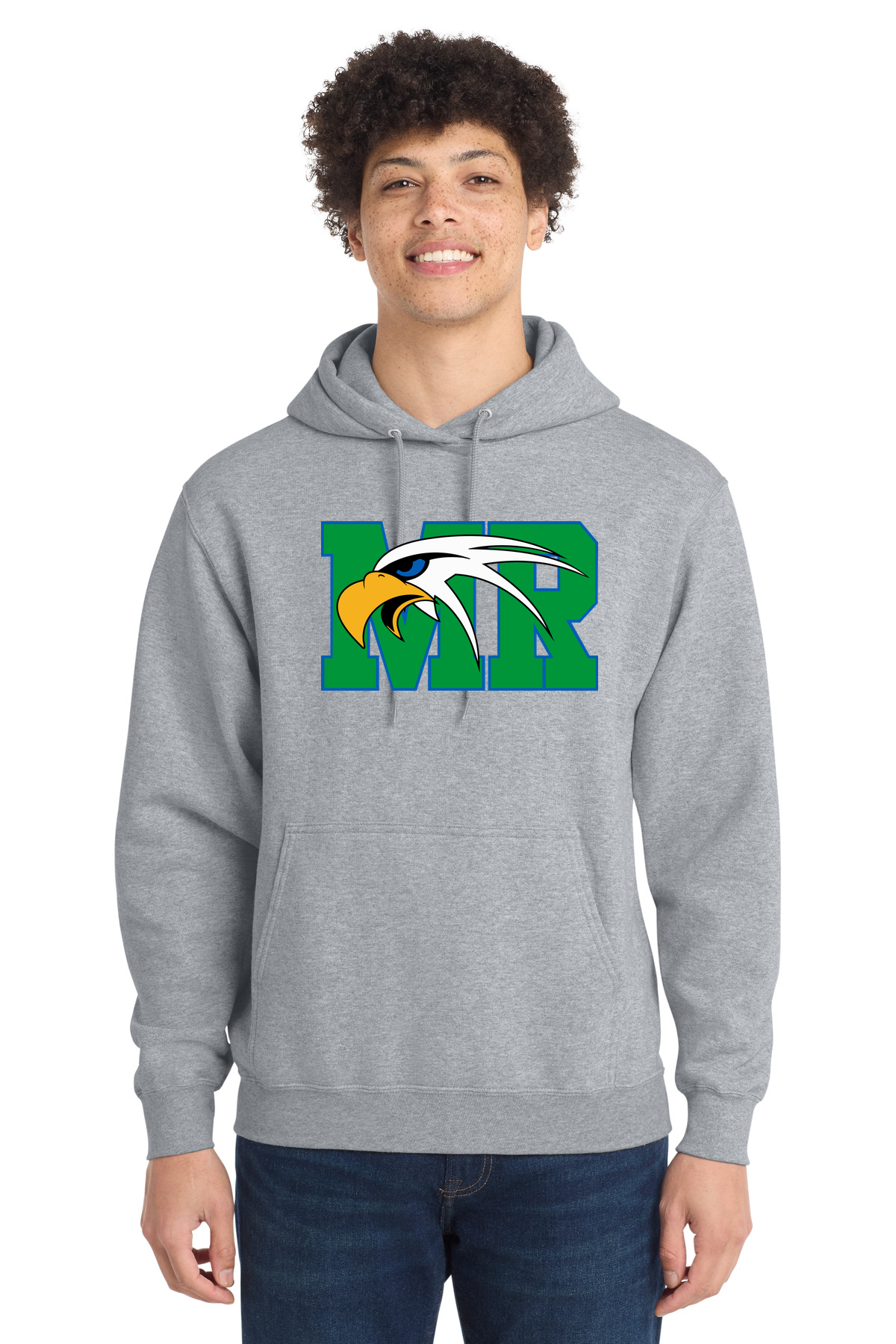 Maple River High School tennis - Athletic Heather Port & Co Core Fleece Pullover Hooded Sweatshirt. PC78H
