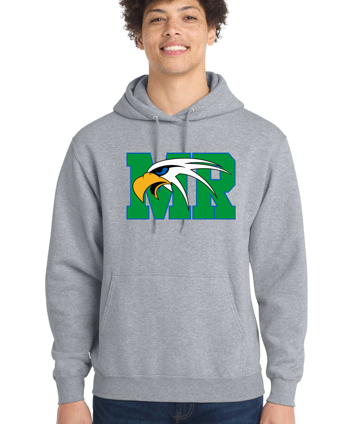 Maple River High School hockey_boys - Athletic Heather Port & Co Core Fleece Pullover Hooded Sweatshirt. PC78H