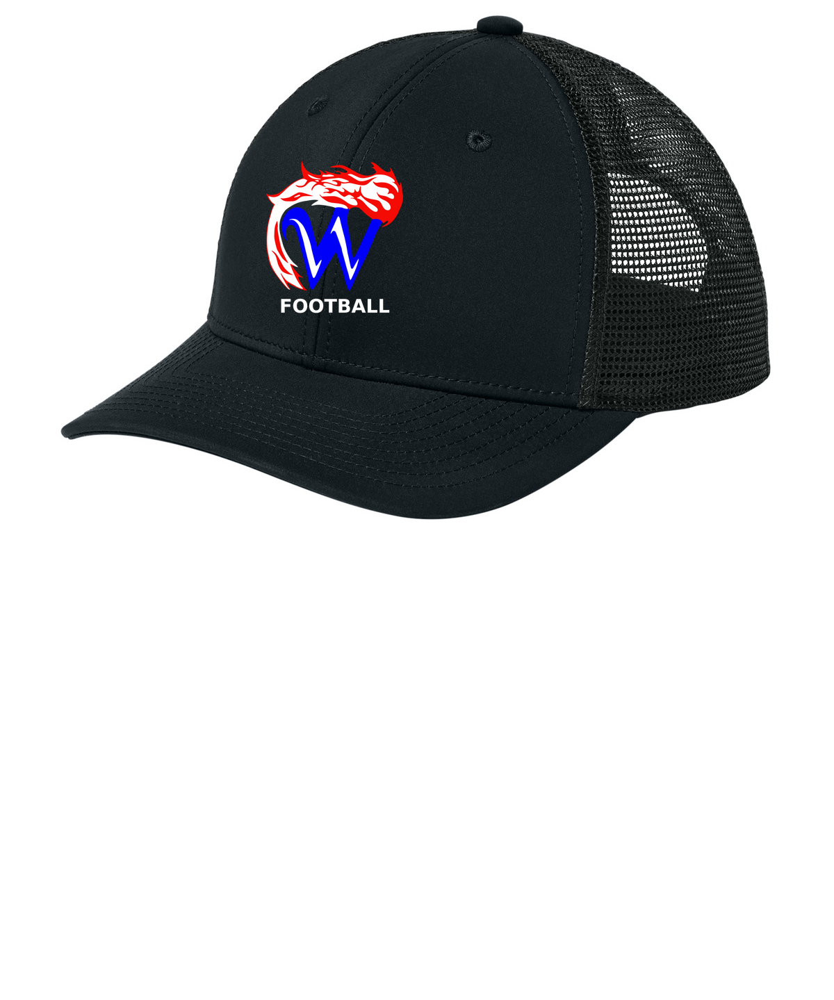 Waupaca High School Football - Black/ Black Sport-Tek Club Trucker Cap STC46