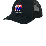 Waupaca High School Football - Black/ Black Sport-Tek Club Trucker Cap STC46