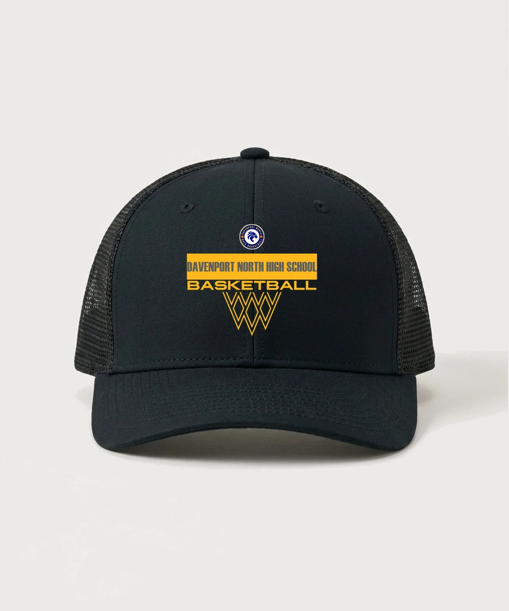 Davenport North High School Basketball Team Store - Black/ Black Sport-Tek Club Trucker Cap STC46