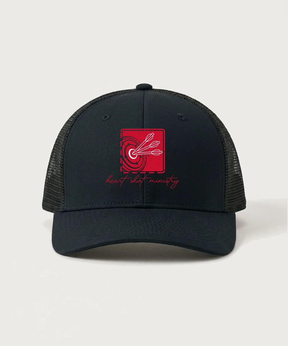 Heart Shot Ministry Archery Team Store - Black/ Black Sport-Tek Club Trucker Cap STC46