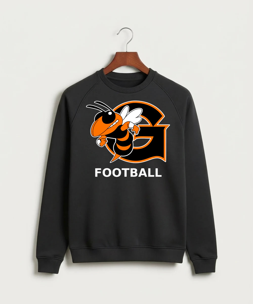 Giltner High School Football - Black Crewneck - Full Chest