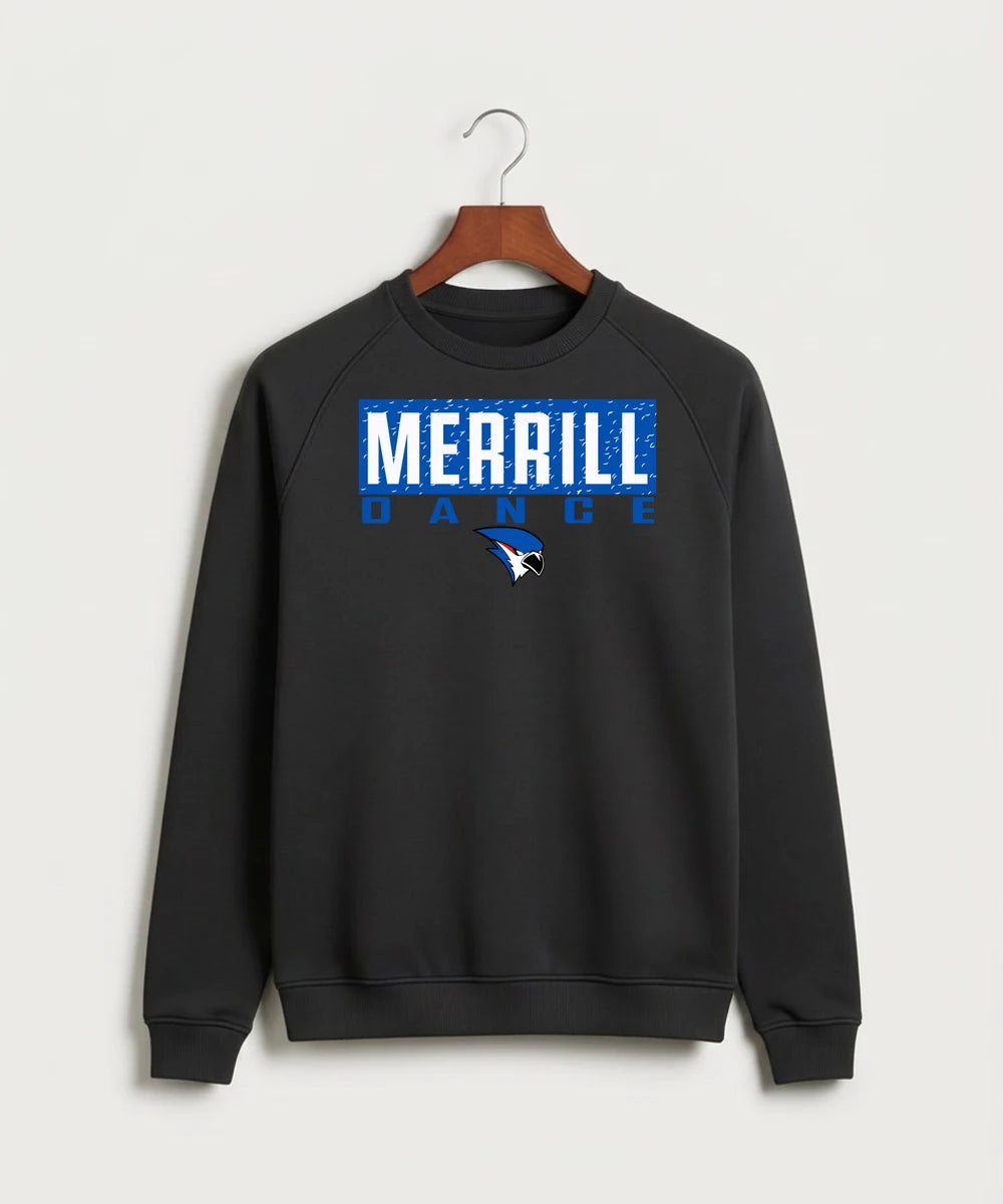 Merrill Dance and Cheer - Black Crewneck - Full Chest