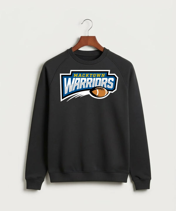 Macktown Warriors Football (Boys) - Black Crewneck - Full Chest