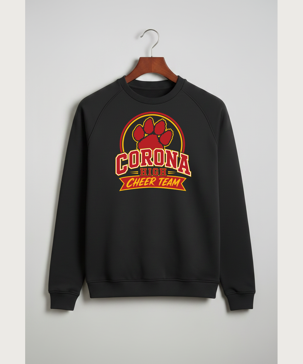 Corona Senior High School Cheer - Black Crewneck - Left Chest