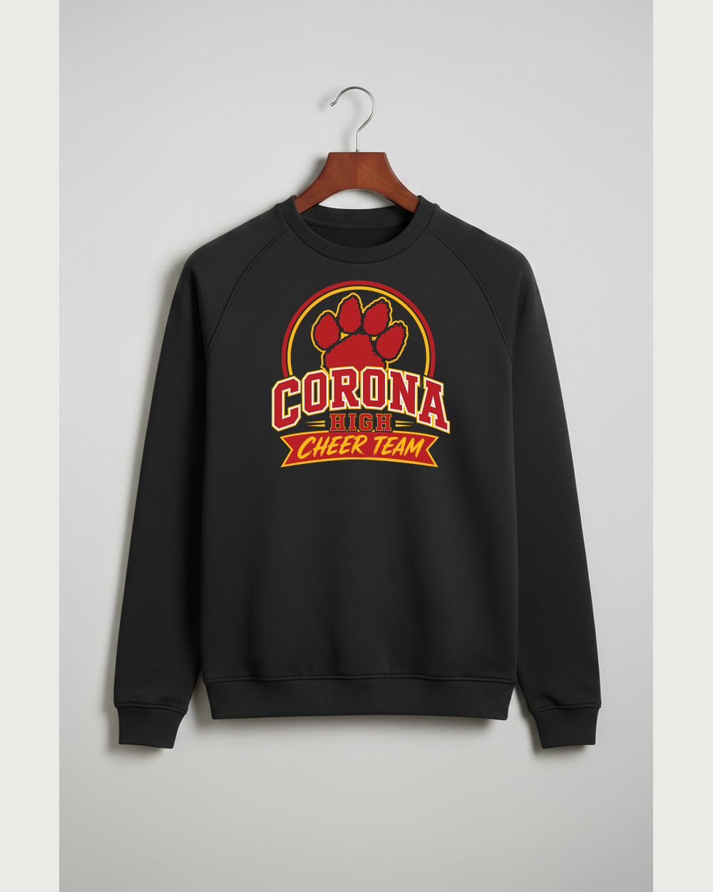 Corona Senior High School Cheer - Black Crewneck - Left Chest