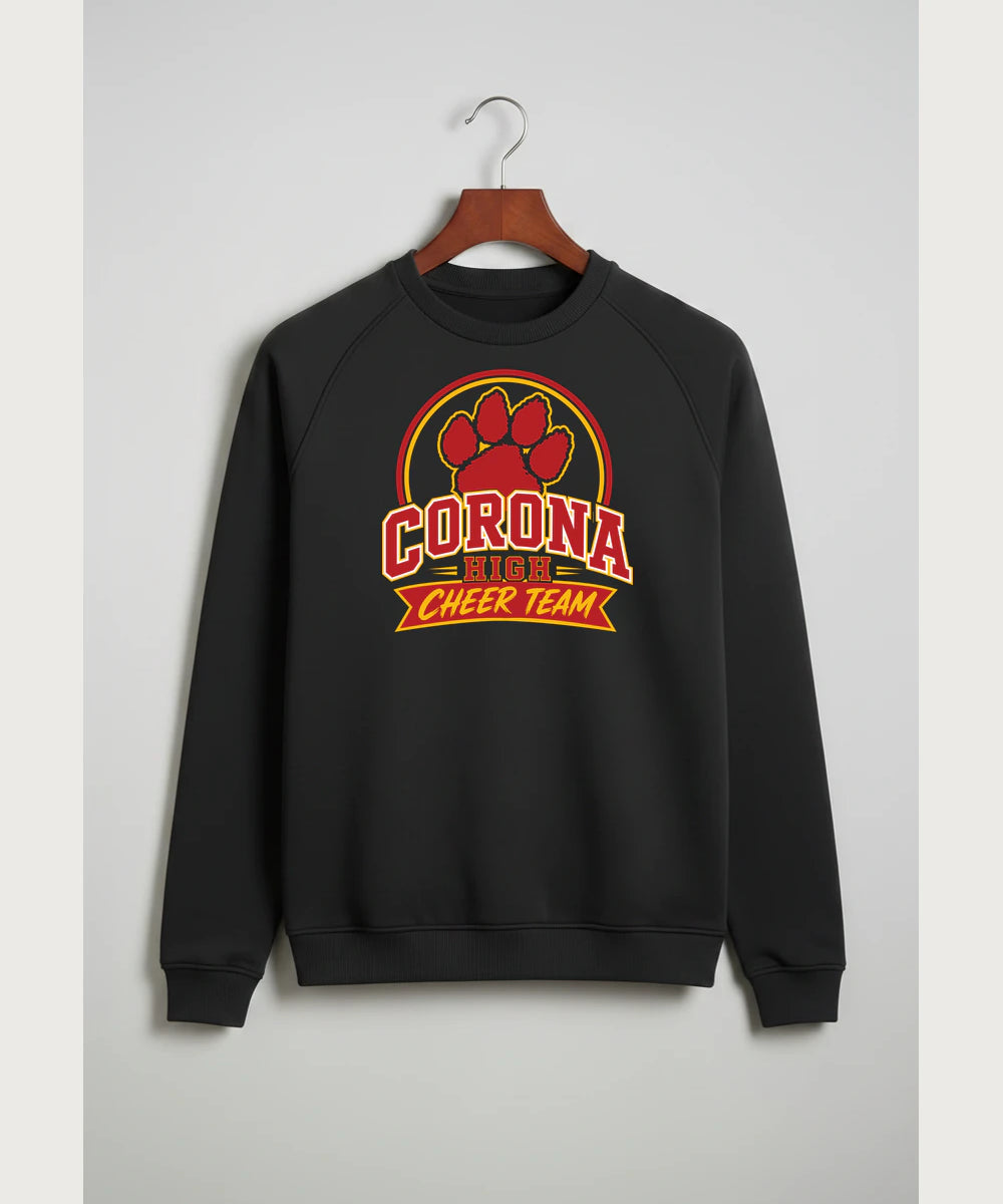 Corona Senior High School Cheer - Black Crewneck - Left Chest