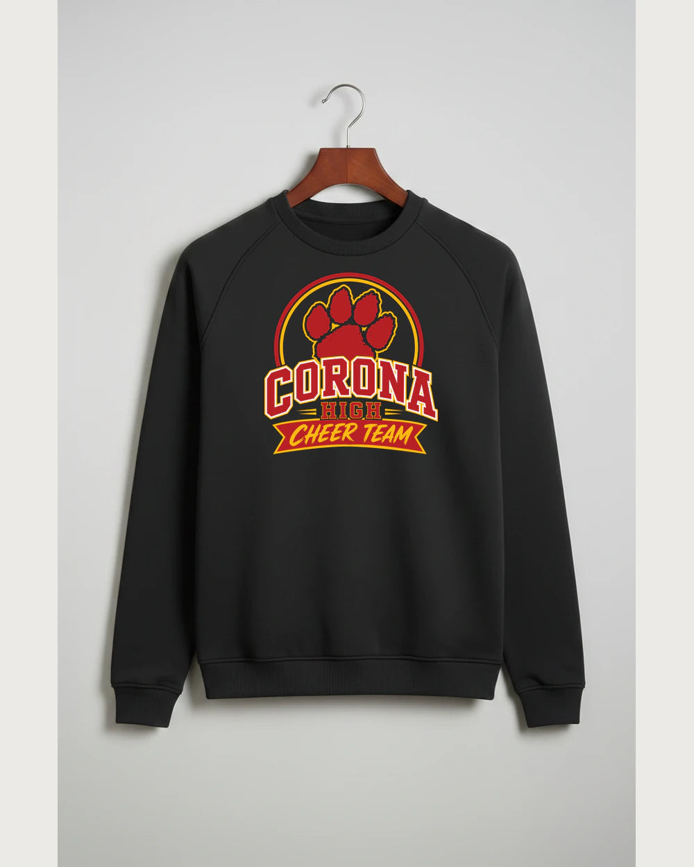 Corona Senior High School Cheer - Black Crewneck - Left Chest