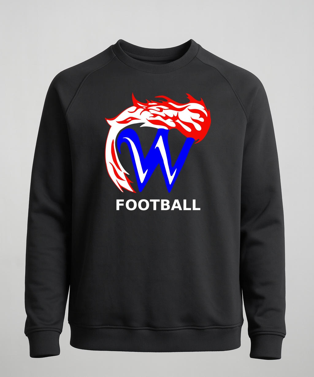 Waupaca High School Football - Black Crewneck - Left Chest