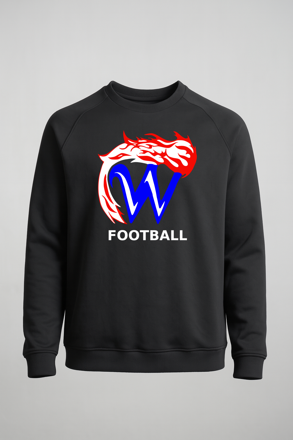 Waupaca High School Football - Black Crewneck - Left Chest