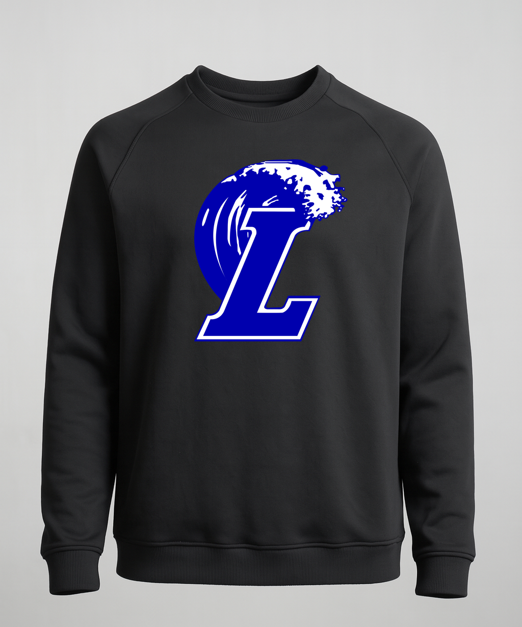 Lakeview Football - Black Crewneck - Left Chest