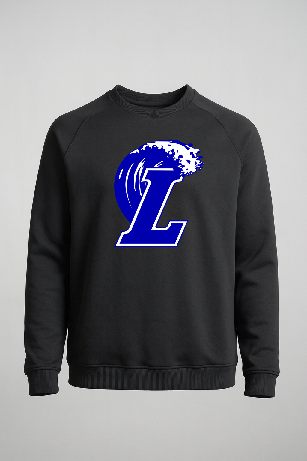 Lakeview Football - Black Crewneck - Left Chest
